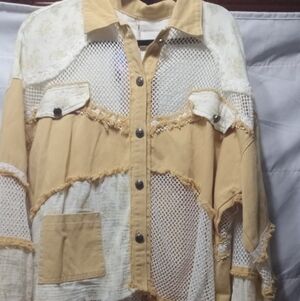 POL  Mustard and White Patchwork Jacket